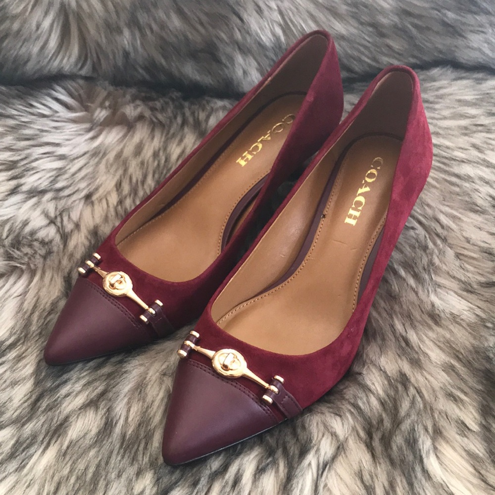 COACH Women’s Burgundy Pointed Toe Suede Pumps